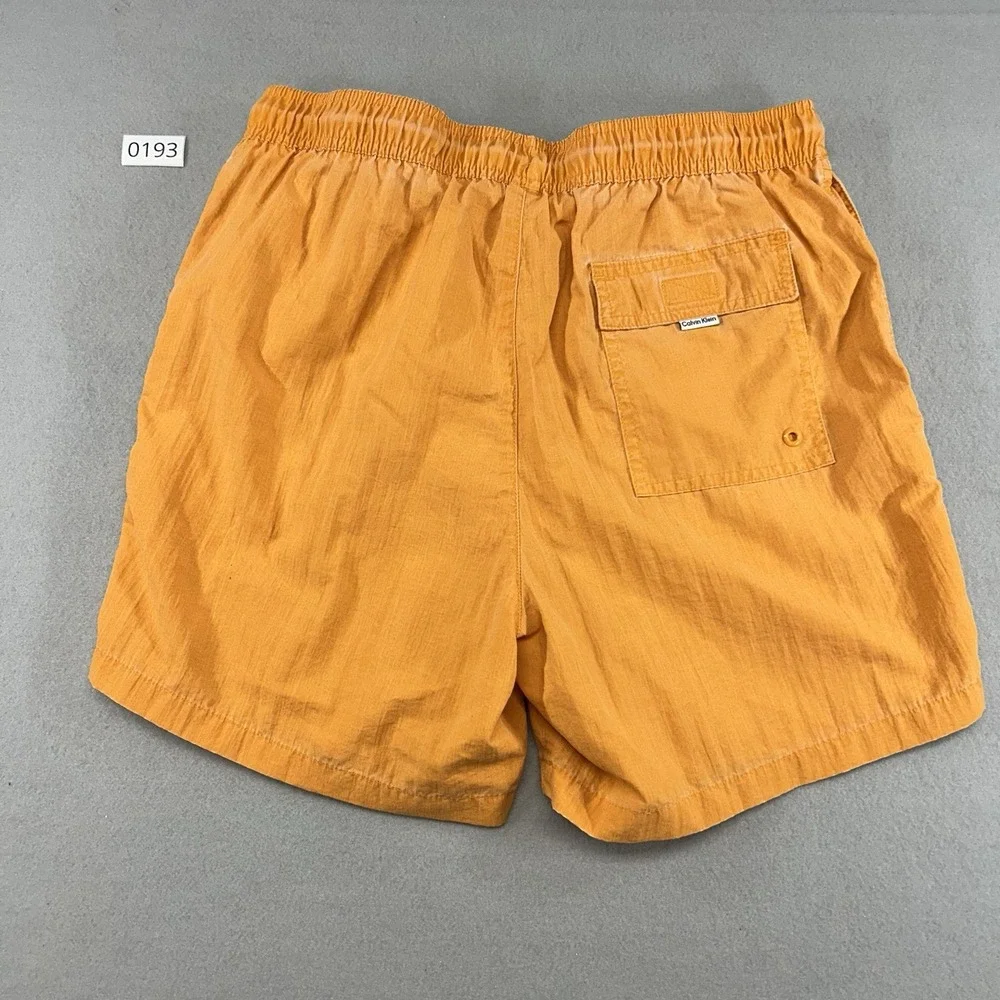 VTG Calvin Klein Men's Swim Trunks Size Medium Orange Mesh Lined Drawstring